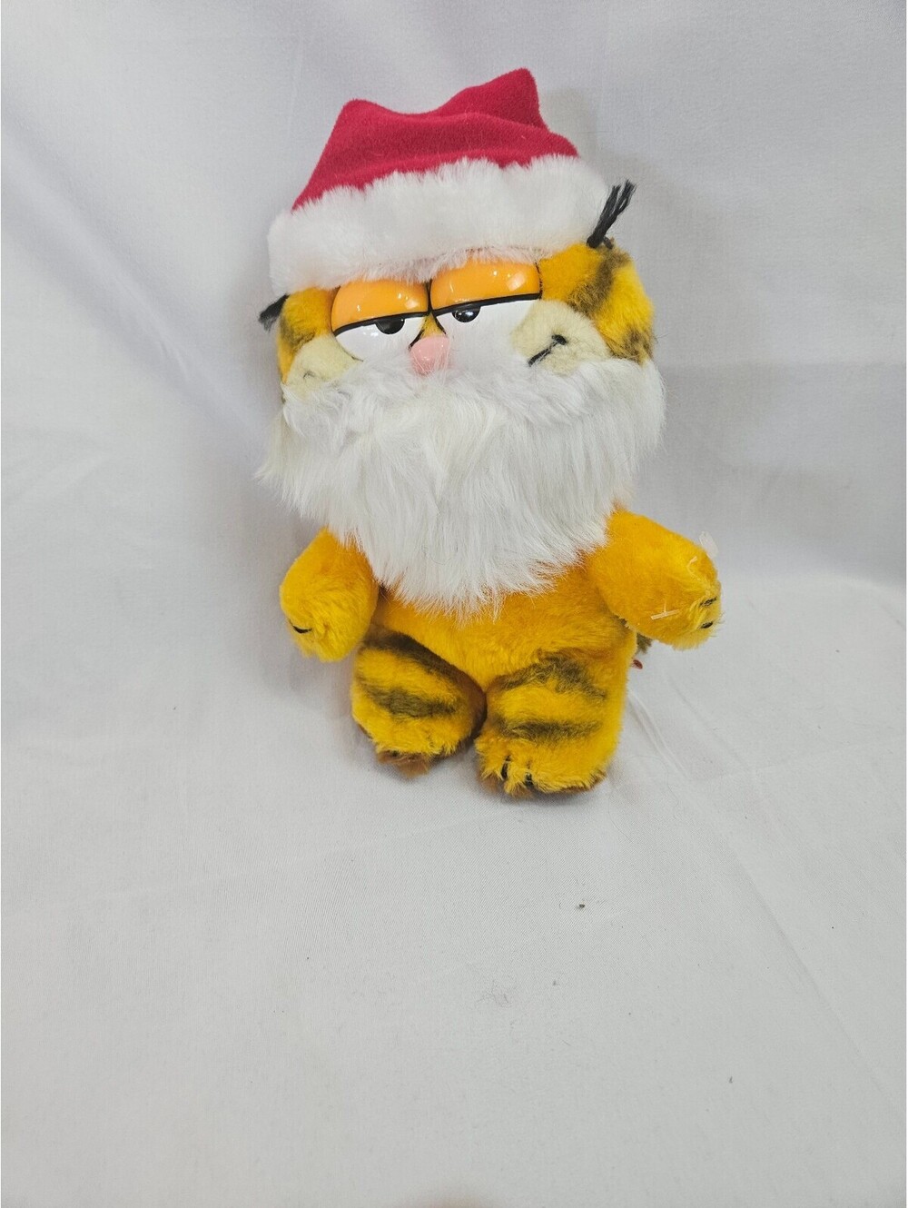Vintage 1980s Garfield Plush Toy with Santa Hat